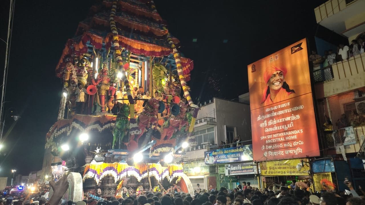 The Ratham, the festival chariot, in procession