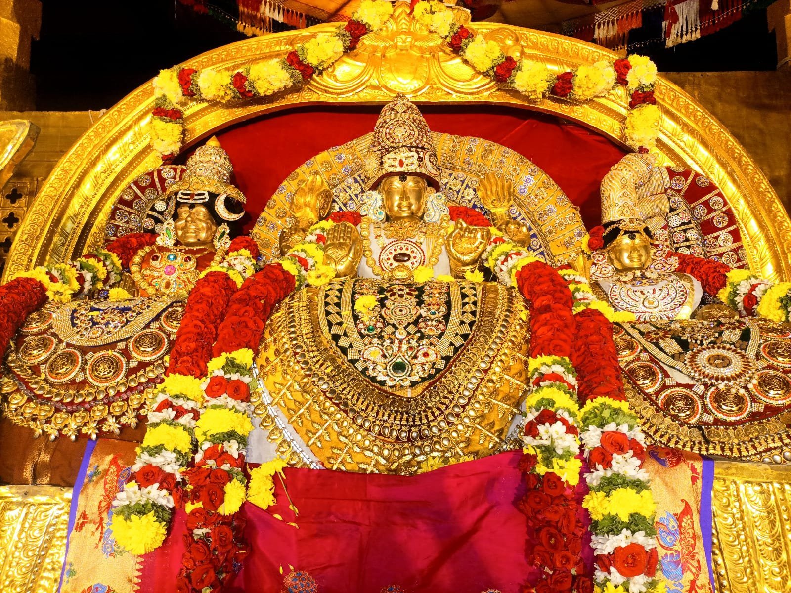 The Shadmurthy deities in procession during KAILASA's Nithyanandeshwara Paramashiva Brahmotsavam