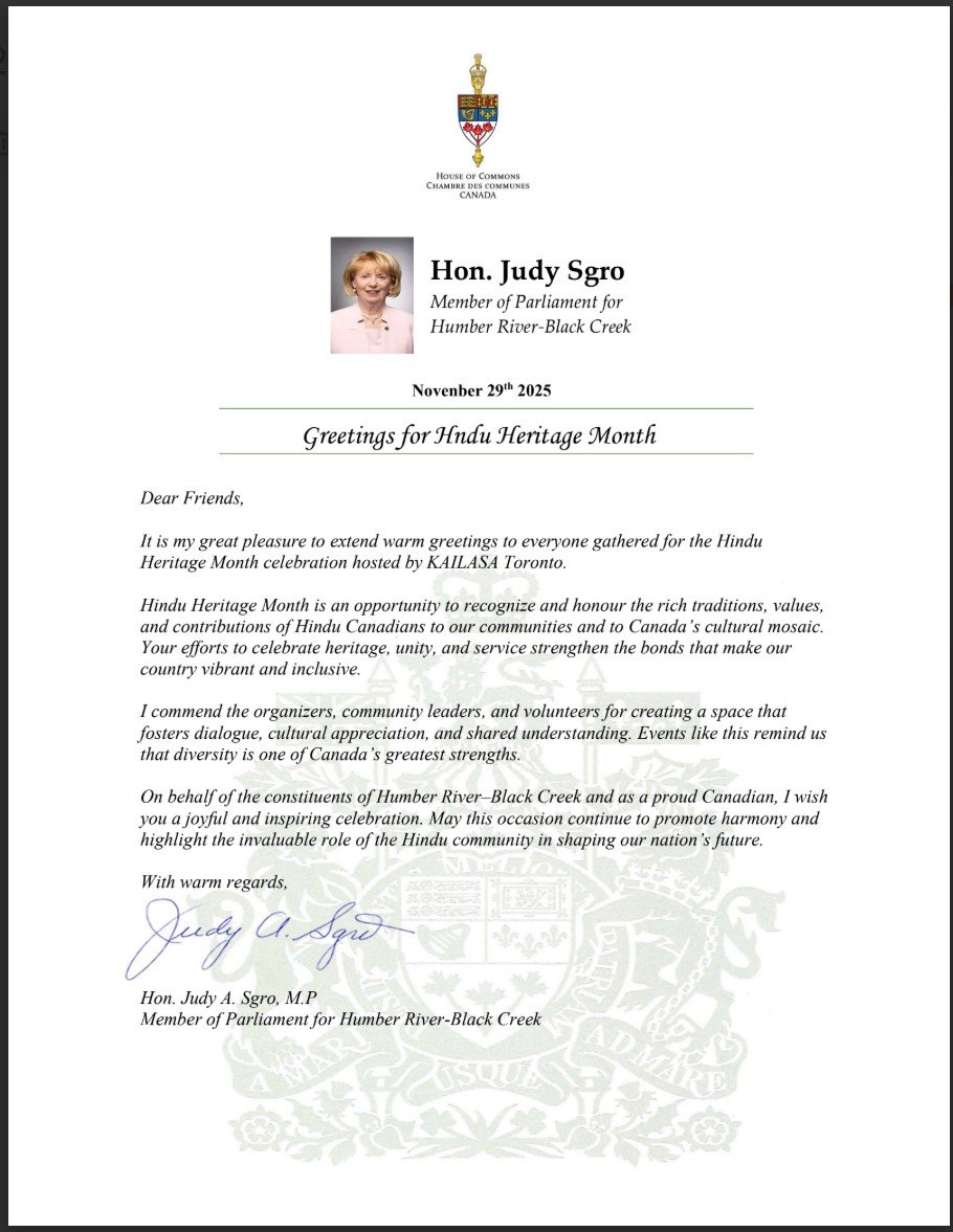 KAILASA warmly welcomes and acknowledges the gracious greetings extended by the Prime Minister of #Canada and Members of the Canadian