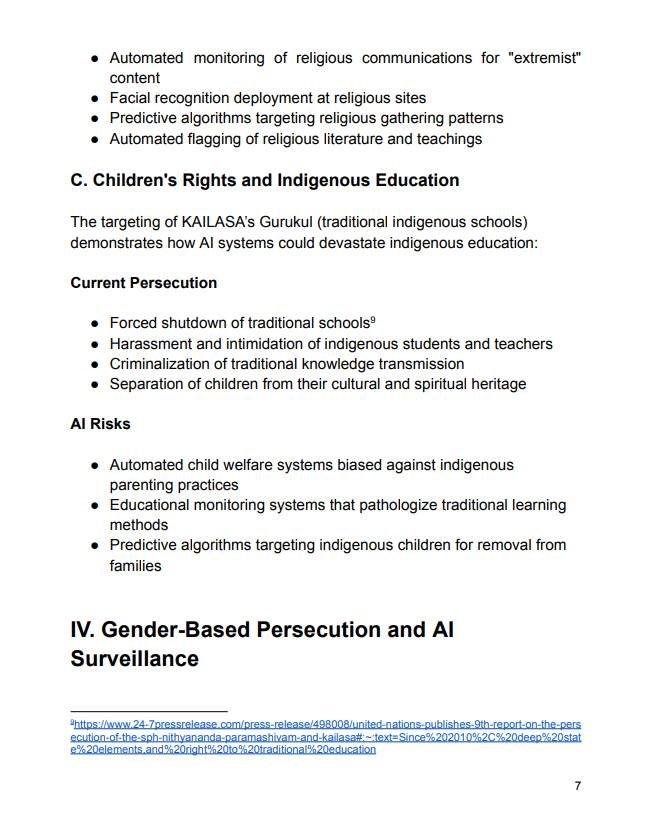 United Nations Publishes 30th Report Submitted by KAILASA: Documenting AI-Enabled Persecution and Presenting Revolutionary Vision for